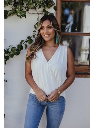 Sleeveless Cupro Surplice Top