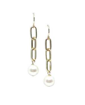 
            
                Load image into Gallery viewer, Link Chain Earring with 8m Fresh Water Pearls - Accent&amp;#39;s Novato
            
        
