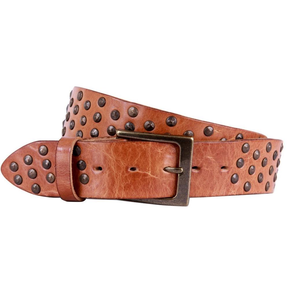 Studded Curved Leather Belt