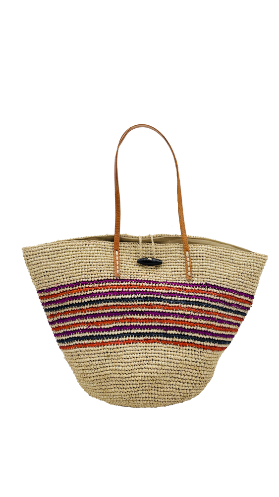 Kerry Crochet Straw Bag with Stripes