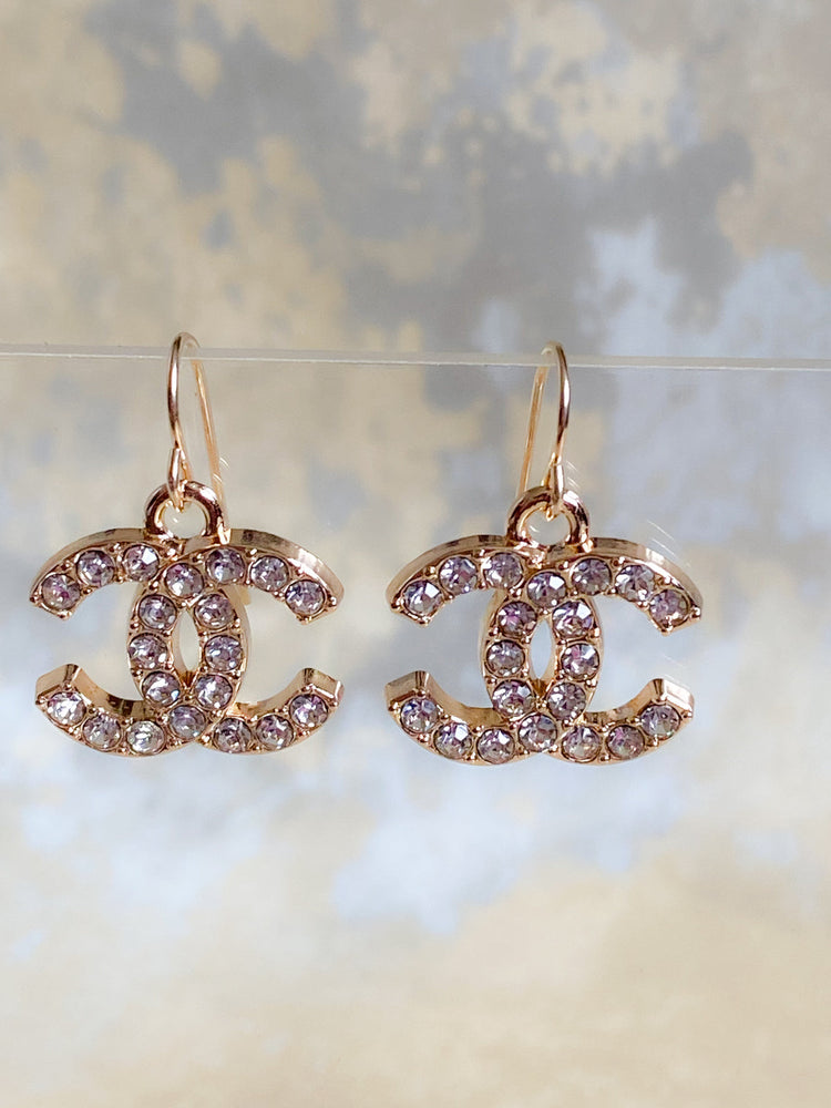 Chanel Gold Tone Strass & Faux Pearl CC Drop Earrings - Luxury Reborn