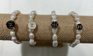 Pearl / Chanel Button Bracelet small