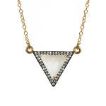 Pearl/White Topaz Triangle Necklace
