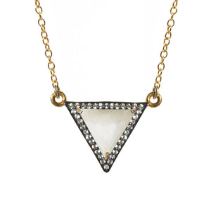 
            
                Load image into Gallery viewer, Pearl/White Topaz Triangle Necklace
            
        