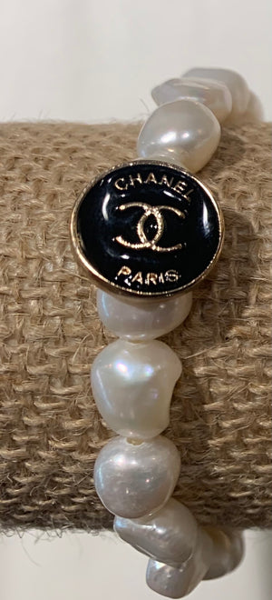 Pearl / Chanel Button Bracelet small
