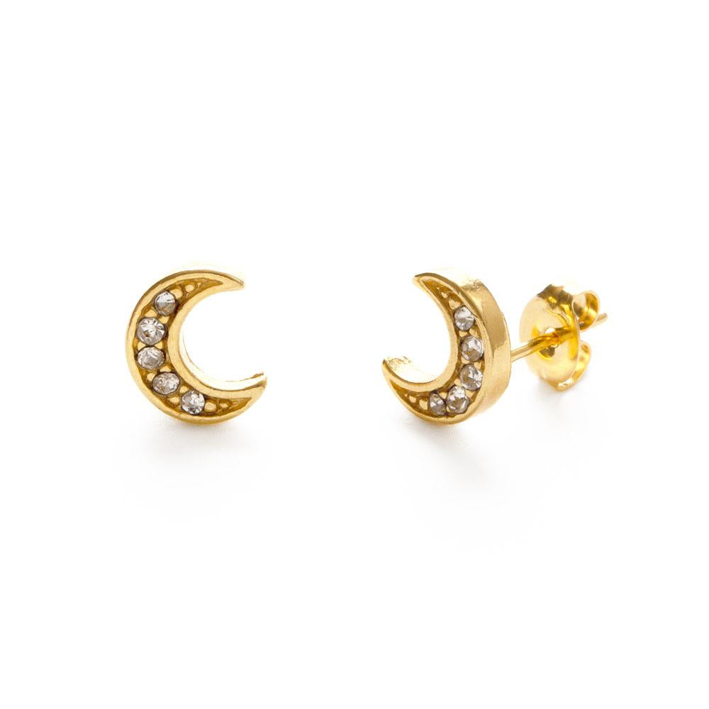 
            
                Load image into Gallery viewer, Crystal  Crescent Moon Stud Earrings
            
        