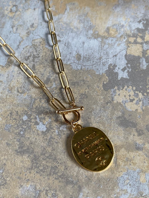Large Gold filled link necklace with Vintage Chanel Charm