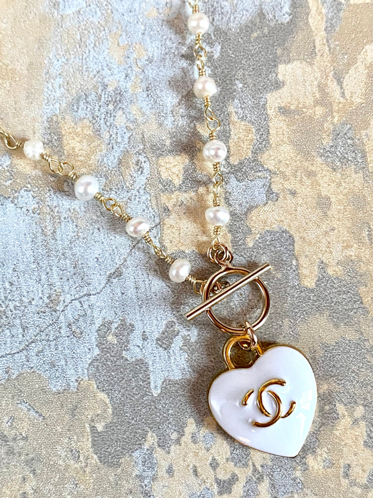 Reworked Vintage Chanel Button Necklace, Repurposed Designer Jewelry