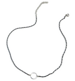 Oxidized Tiny Circle Necklace-silver - Accent's Novato