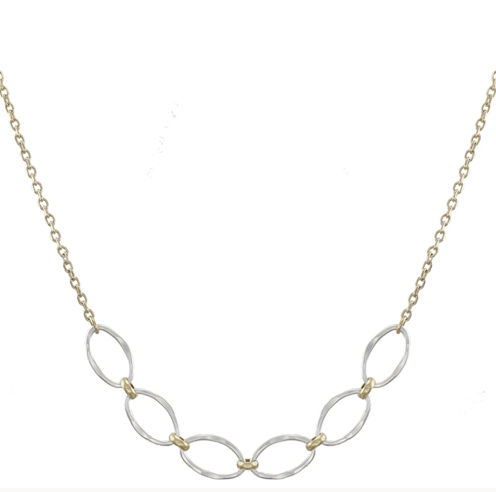 Hammered Oval Rings Necklace Long - Accent's Novato