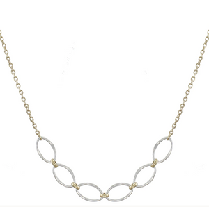 Hammered Oval Rings Necklace Long - Accent's Novato