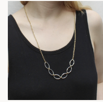 
            
                Load image into Gallery viewer, Hammered Oval Rings Necklace Long - Accent&amp;#39;s Novato
            
        