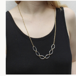 Hammered Oval Rings Necklace Long - Accent's Novato