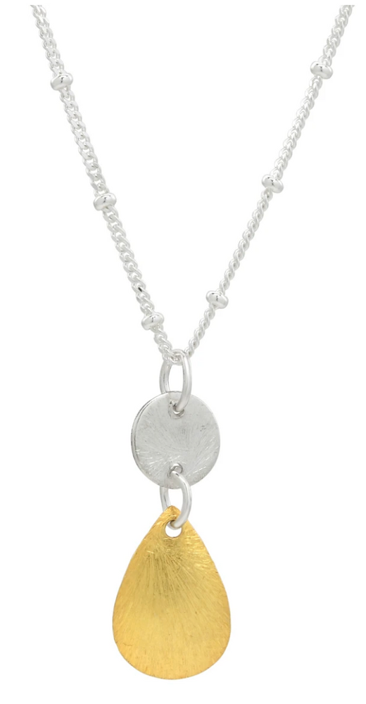 Brushed Silver / Gold Drop Necklace - Accent's Novato