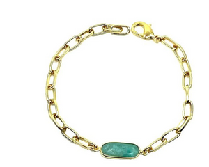 
            
                Load image into Gallery viewer, Gold Link Bracelet with Stone - Accent&amp;#39;s Novato
            
        