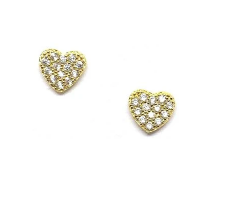 Small  Pave Heart Studs - Accent's Novato